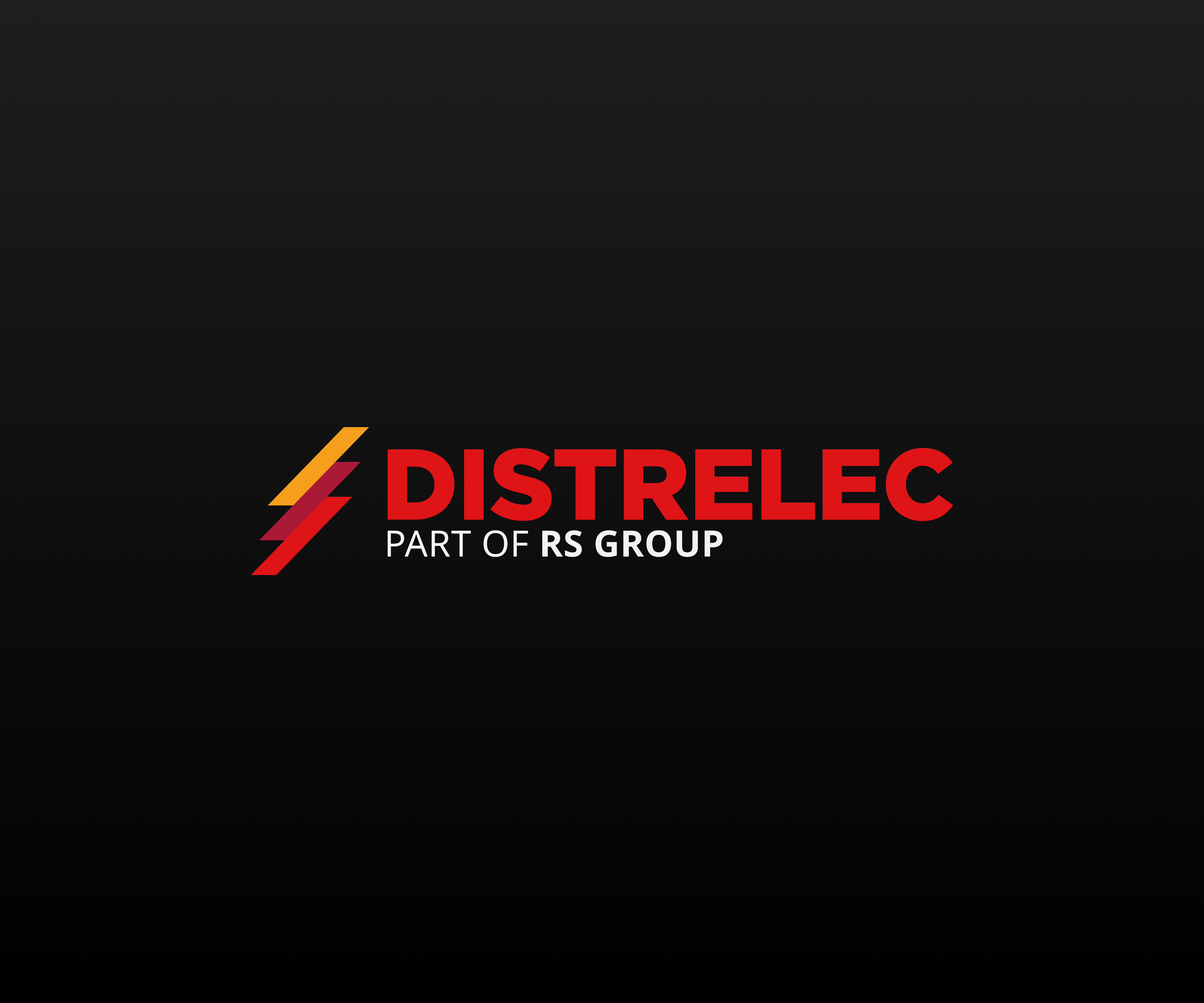 Distrelec wordmark with Part of RS Group lockup on a dark background.