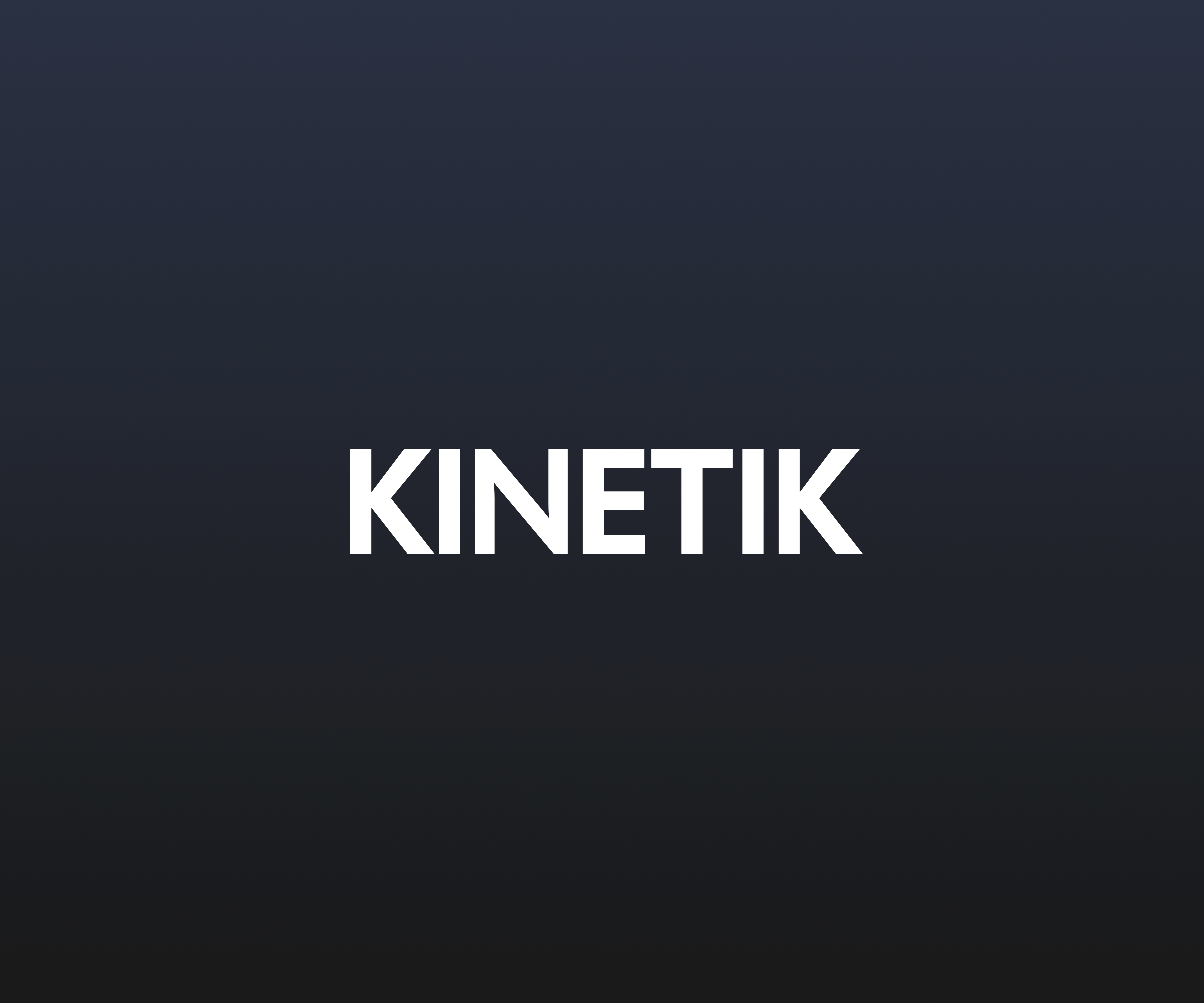 KINETIK logo on a dark navy gradient background.